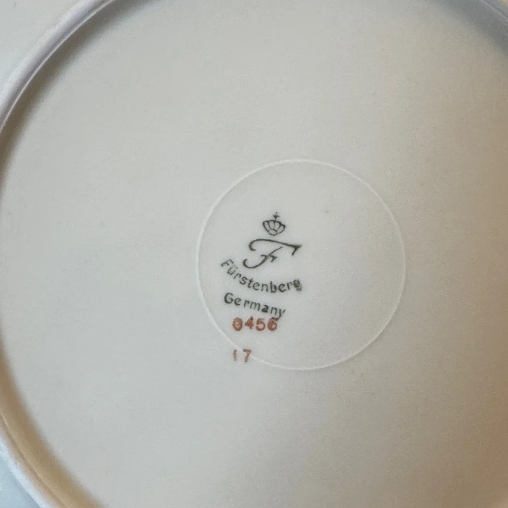 Vintage set of 3 Furstenberg Germany salad plates pattern 0456 gold trim on rim